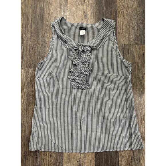 J. Crew Striped Ruffle Tank Top Size 8 - Picture 1 of 5